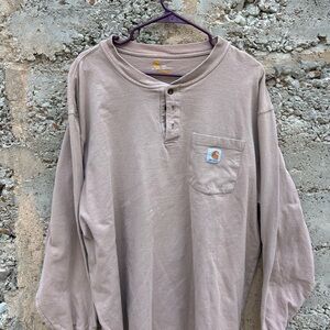 Carhartt Men's Tan Long Sleeve Henley Pocket Tee XXL Workwear